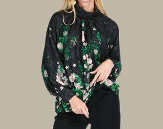 Jade Yoga Secret Garden Roll Neck Blouse In Black