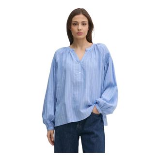 Mos Mosh MOS Mosh, Dames, Blouses & Shirts, Blauw, Maat: M Linnen