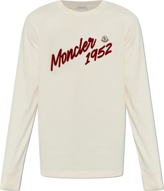 Moncler Cr&egrave;me Logo T-shirt - Heren - Longsleeves - Beige - 2XL - Katoen - Tops