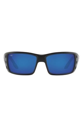 Costa 63mm Oversize Polarized Rectangular Sunglasses in Black Flow at Nordstrom
