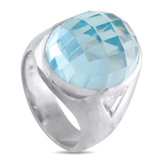 Luxury Bazaar 18K White Gold 12.0ct Aquamarine Ring MF21-043026