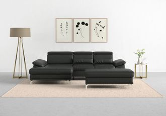 Sit&more Ecksofa »Cabrio L-Form, B: 295 cm, mit Sitztiefen-, Arm- & Kopfteilverstellung« 2 Nierenkissen, Federkern, optional Bettfunktion und Stauraum