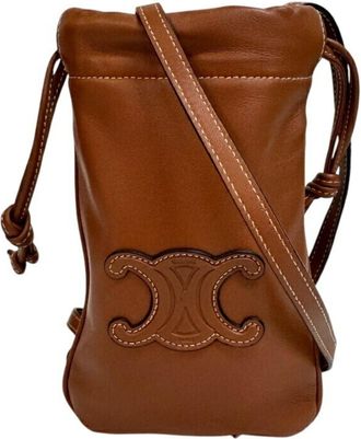 Celine Brown Leather Pochette Pouch (Pre-Owned)