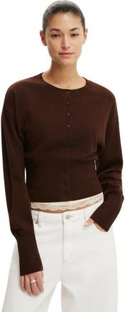 Cotton On Womens Sara Button Cardigan in Dark Oak at Nordstrom, Size Xx-Small