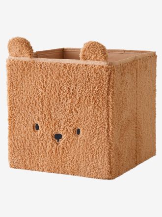 Vertbaudet Kinderzimmer Aufbewahrungsbox aus Teddyfleece kamel