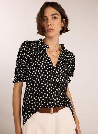 Baukjen Nolan Polka Dot V-Neck Blouse in Black Polka at Nordstrom, Size 10