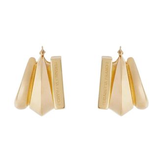Elisabetta Franchi Earrings, female, Yellow, Size: ONE SIZE Earrings with engraved logo