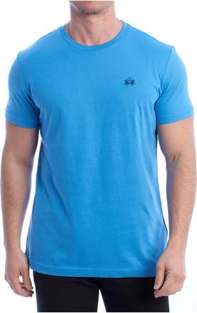 La Martina T-shirt Polo Crew met korte mouwen - Heren - T-shirts - Blauw - L - Katoen - Tops
