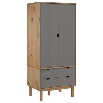 vidaXL Armario Otta Madera Maciza Pino Marr&oacute;n Y Gris 76,5x53x172 Cm Vidaxl