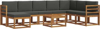 vidaXL Conjunto De Sof&aacute;s De Exterior 9 Uds. Natural Y Antracita Vidaxl