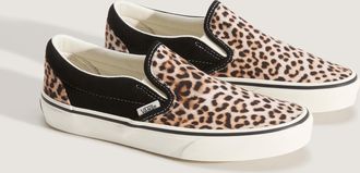 Vans Slip-On Sneaker VANS Classic Slip-On, Damen, Gr. 38,5, schwarz, leopard, Textil, Schuhe Slip-On Sneaker