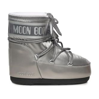 Moon Boot Grijze Winterlaarzen met PVC-details - Dames - Winterlaarzen - Grijs - 36 EU - Polyester - Schoenen