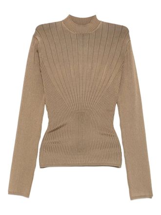 MUGLER ribbed high-neck jumper - Neutrals