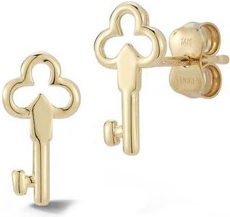 Ember Fine Jewelry Key Stud Earrings in Gold at Nordstrom Rack