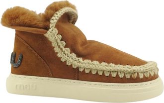 Mou Eskimo Sneaker Bold Glitter Logo - Dames - Winterlaarzen - Bruin - 40 EU - Leer - Schoenen