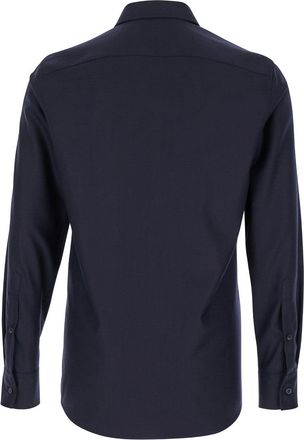 Valentino Mens Blue Wool Blend Shirt With Classic Collar Cashmere