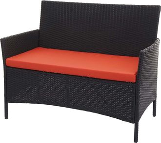 Hhg Hegele - Banco De Jard&iacute;n De Polirrat&aacute;n Halden, Asiento De Banco, Negro, Coj&iacute;n Terracota