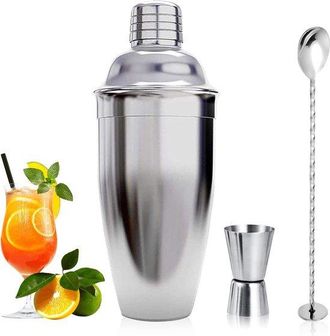 OEM Juego De Coctelera De 750 Ml - Incluye Colador Y Medidor - Herramienta De Cocteler&iacute;a Casera - 3 Piezas