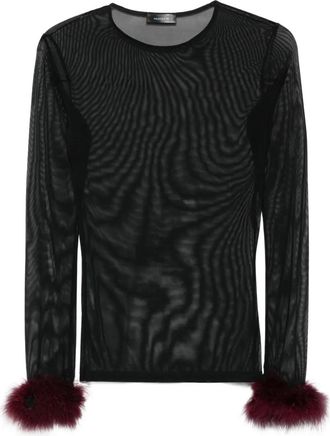 MUGLER Top con inserti in rete - Nero