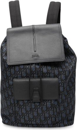 Dior Navy Black Canvas Leather Backpack (Pre-Owned)