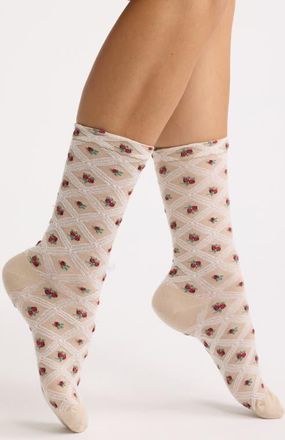 Free People Floral Jacquard Socks in Ivory at Nordstrom