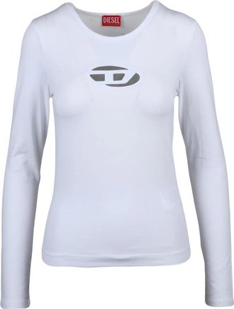 Diesel Longsleeve T-shirt - Dames - Tops - Wit - Maat: XL Katoen