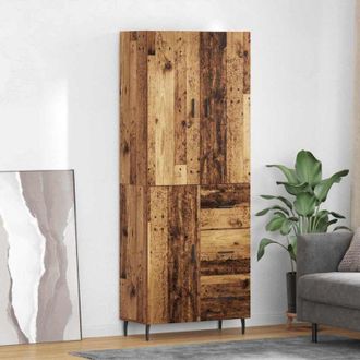 vidaXL vidaXL Credenza 2 pcs Legno vecchio Legno Stratificato e Vetro