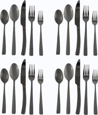 Gibson Home Stonehenge 20 Piece Flatware Set in Black at Nordstrom