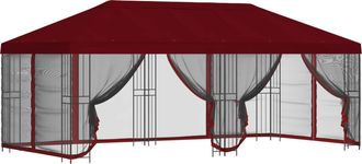 vidaXL Gazebo Con Paredes Laterales 6 X 3 M Burdeos Poli&eacute;ster Y Acero Vidaxl