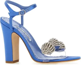 Manolo Blahnik Womens Elhob Heel Blue Fabric