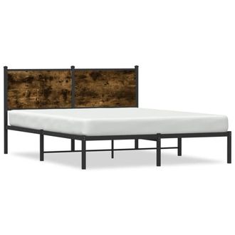 Berkfield Home Metal Bed Frame without Mattress Smoked Oak 140x190 cm in Brown
