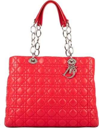 Dior Borsa a spalla trapuntata con motivo Cannage e catena - Rosso