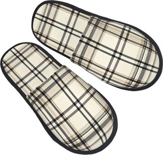 Generic Traditional Scottish Checkered Print Slippers for Women House Fuzzy Shoes Sole Indoor Outdoor Slide Slipper