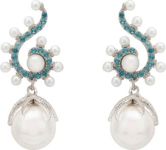 Latelita London Baroque Pearl Poseidon Gemstone Drop Earrings Aqua Silver