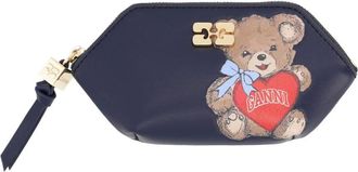 Ganni Accessoires, Dames, Zwart, ONE Size, Katoen, Bou Kaarthouder Met Beer