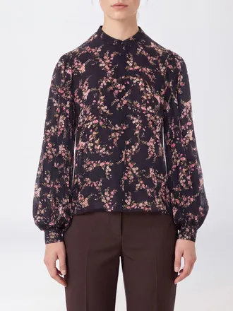 Twinset Floral Print Viscose Shirt with Mandarin Collar