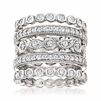 Ross-Simons CZ Jewelry Set: 5 Eternity Bands in Sterling Silver