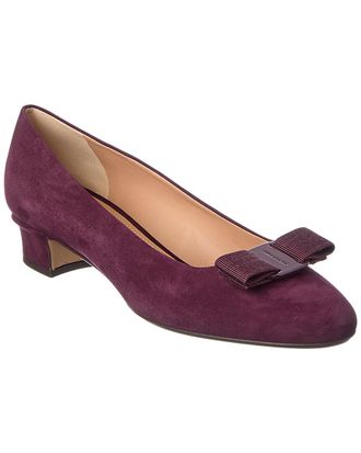 Ferragamo Vara Bow Suede Flat