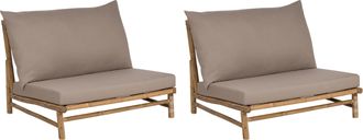 Beliani Conjunto De 2 Sillas De Bamb&uacute; Madera Clara Y Gris Pardo Todi Con Cojines En El Asiento Y Respaldo Mobiliario De Interior Y Exterior Jard&iacute;n