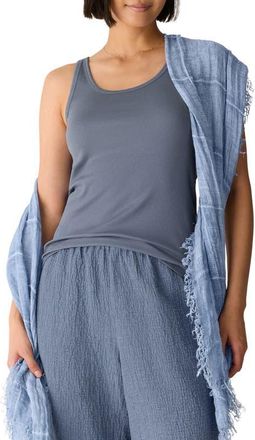 Eileen Fisher Slim Fit Scoop Neck Stretch Cotton Tank in Flint at Nordstrom, Size Xx-Small