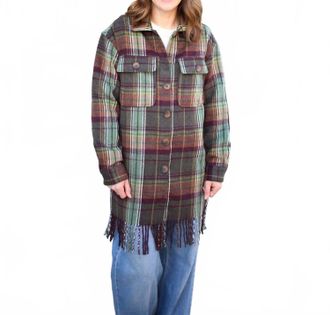 Tribal Fringe Hem Blends Boho Flair Jacket In Passion Plum