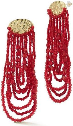 Sphera Milano Beaded Fringe Drop Earrings in Gold/red at Nordstrom Rack