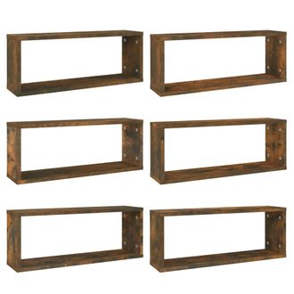 vidaXL Vidaxl - Estantes C&uacute;bicos De Pared 6 Uds Madera Roble Ahumado 60x15x23cm