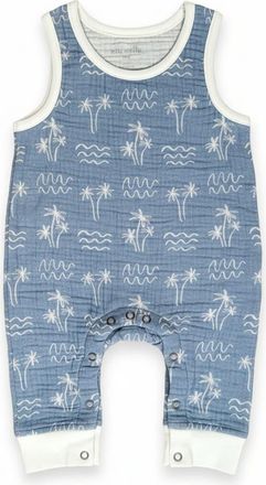 Miki Miette Drew Cotton Tank Romper in Denim Blue at Nordstrom, Size 12-18M