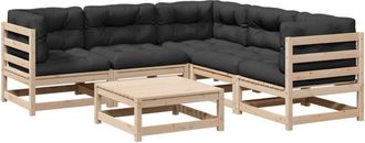 vidaXL Juego De Sof&aacute;s De Jard&iacute;n 6 Pzas Con Cojines Madera Maciza Pino Vidaxl