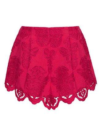 Cara Cara Trish eyelet-detail shorts - women - Cotton - M - Red