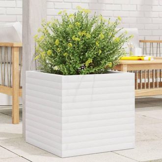vidaXL Jardinera De Madera Maciza De Pino Blanca 50x50x46 Cm Vidaxl