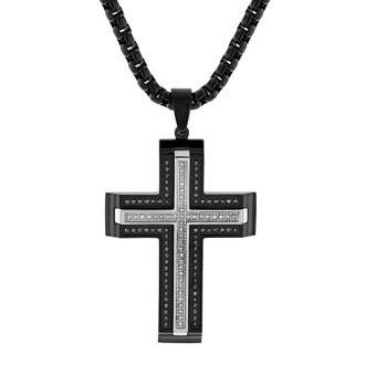 Robert Alton 1/2ctw Black Diamond with White Diamond Cross Pendant