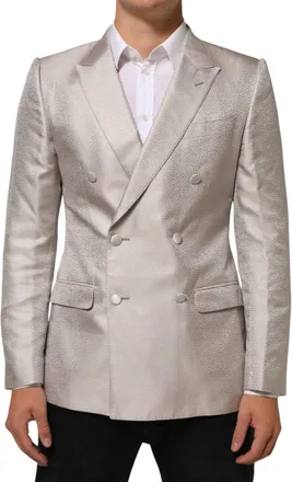 Dolce & Gabbana Mens Beige Martini Double-Breasted Suit Blazer