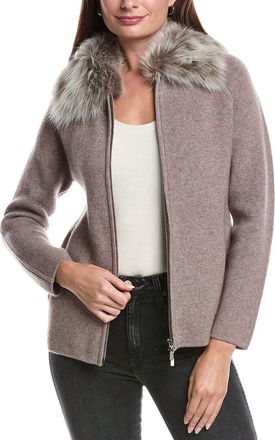 Forté Cashmere Zip Wool & Cashmere-Blend Cardigan